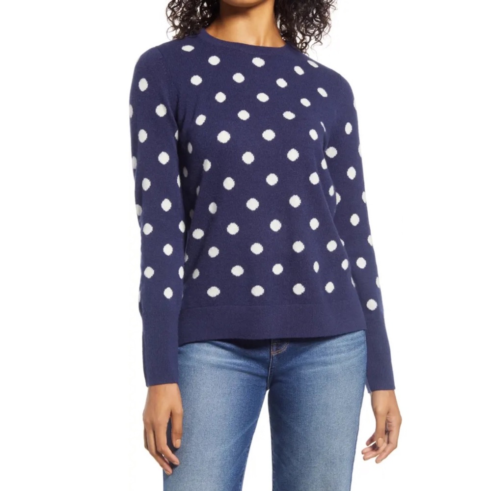 Halogen Dot Crewneck Cashmere Sweater